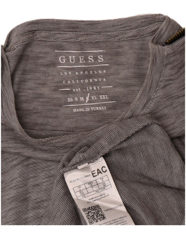 Męski T-shirt Guess, duży, szary, nakrapiany poliester