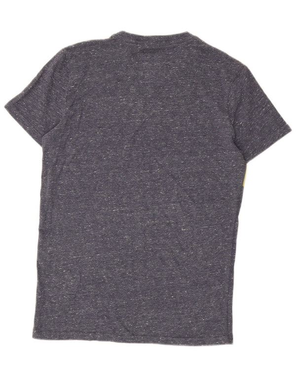 Męski T-shirt z grafiką Superdry, mały, niebieski, bawełniany w cętki