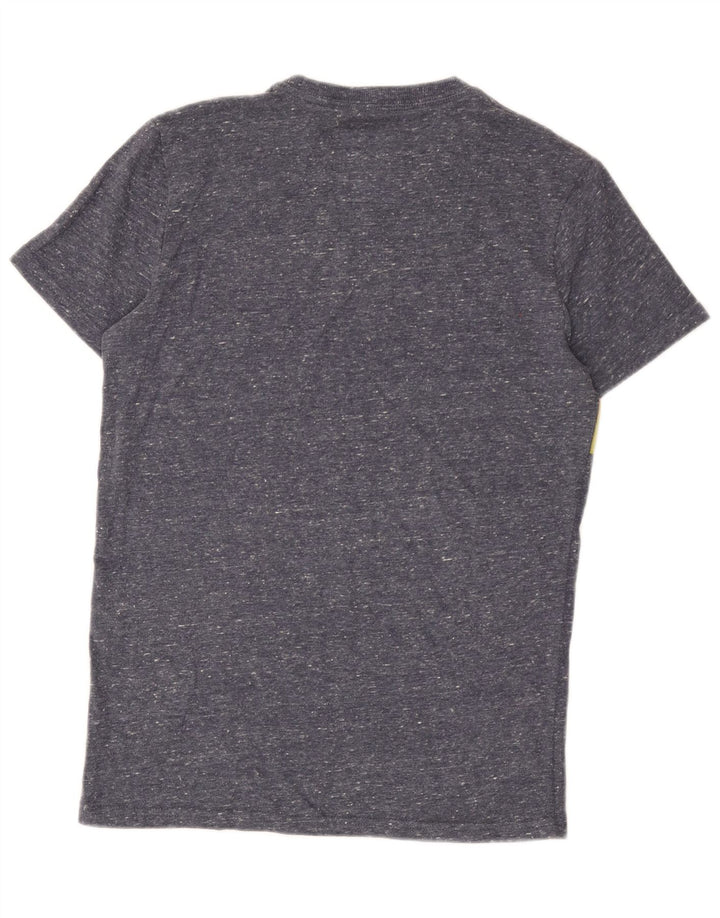 Męski T-shirt z grafiką Superdry, mały, niebieski, bawełniany w cętki
