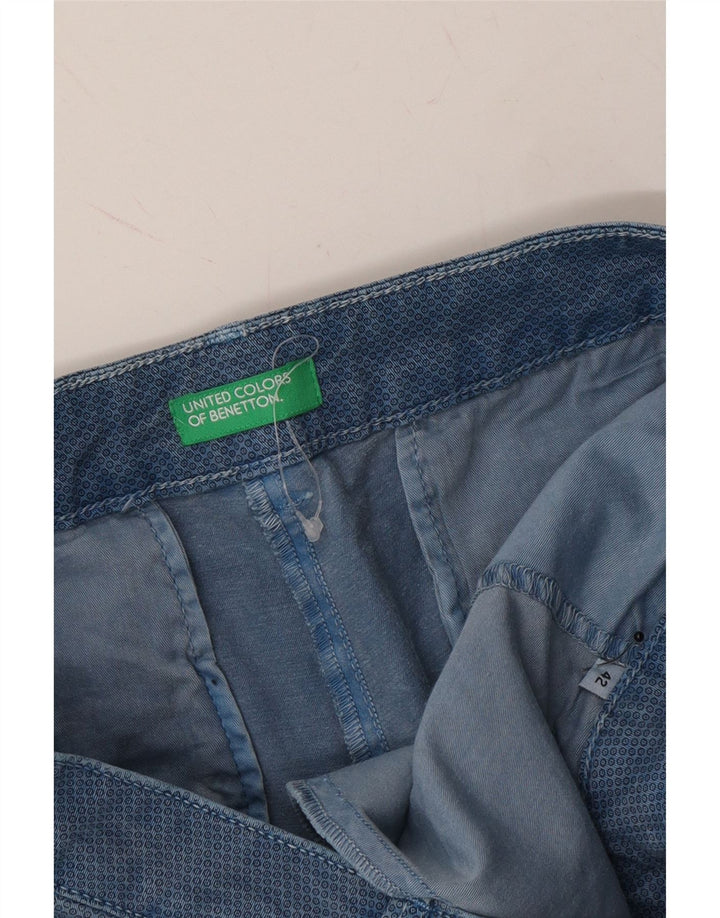 BENETTON Womens Slim Chino Trousers IT 42 Medium W30 L30 Blue Spotted Vintage Benetton and Second-Hand Benetton from Messina Hembry 