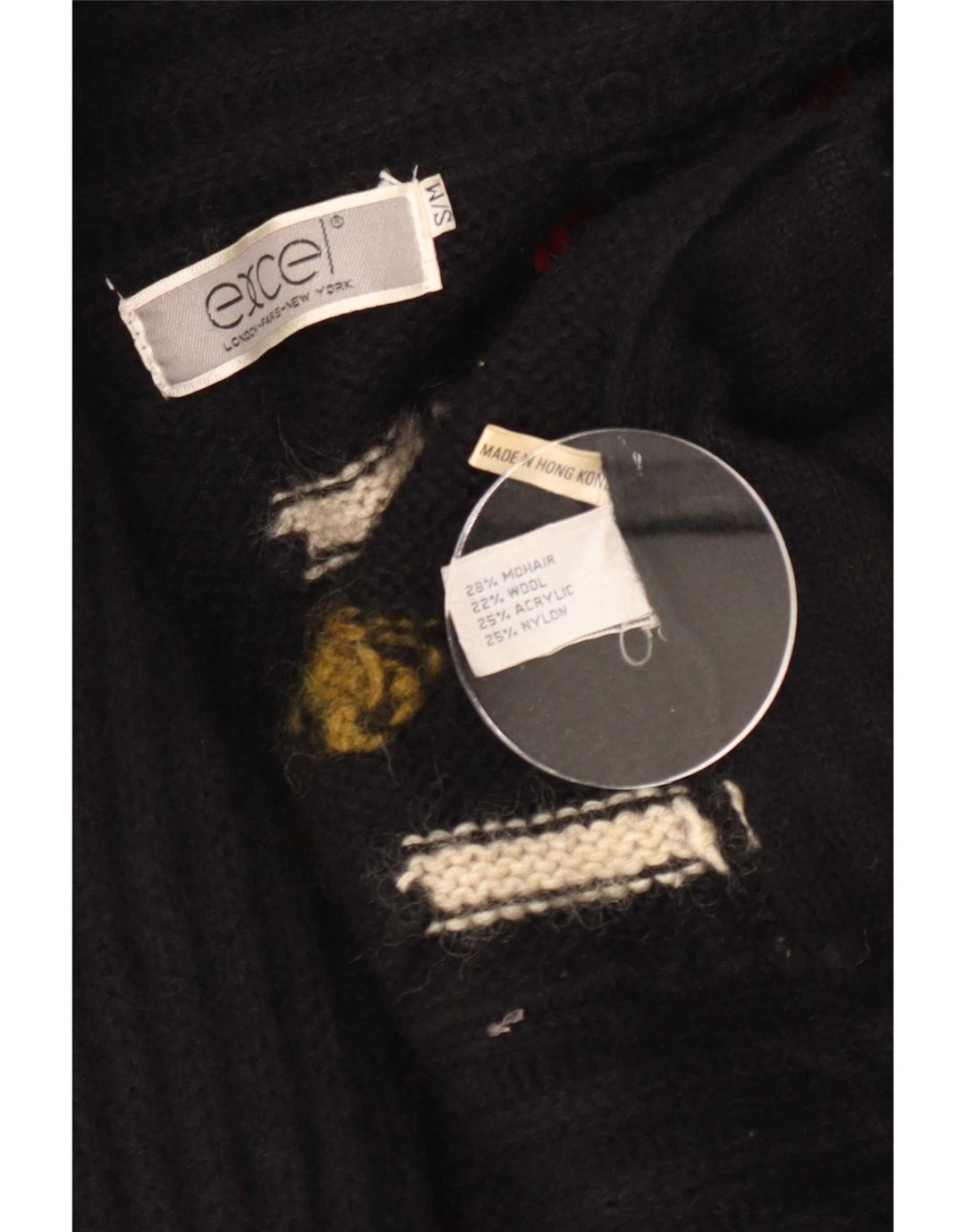 Sweter damski Excel z długim rękawem i abstrakcyjnym wzorem UK 10, mały czarny