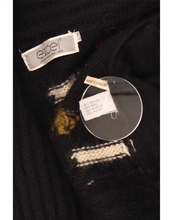 Sweter damski Excel z długim rękawem i abstrakcyjnym wzorem UK 10, mały czarny