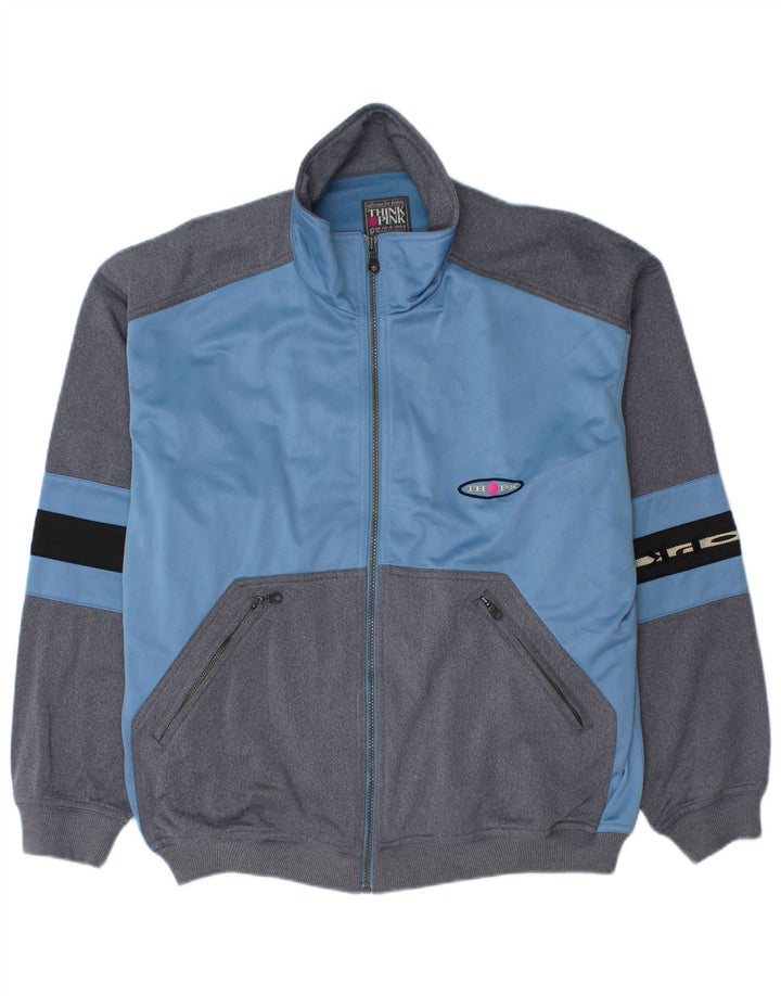 Think Różowa męska kurtka dresowa, duża, niebieska, z blokami kolorów