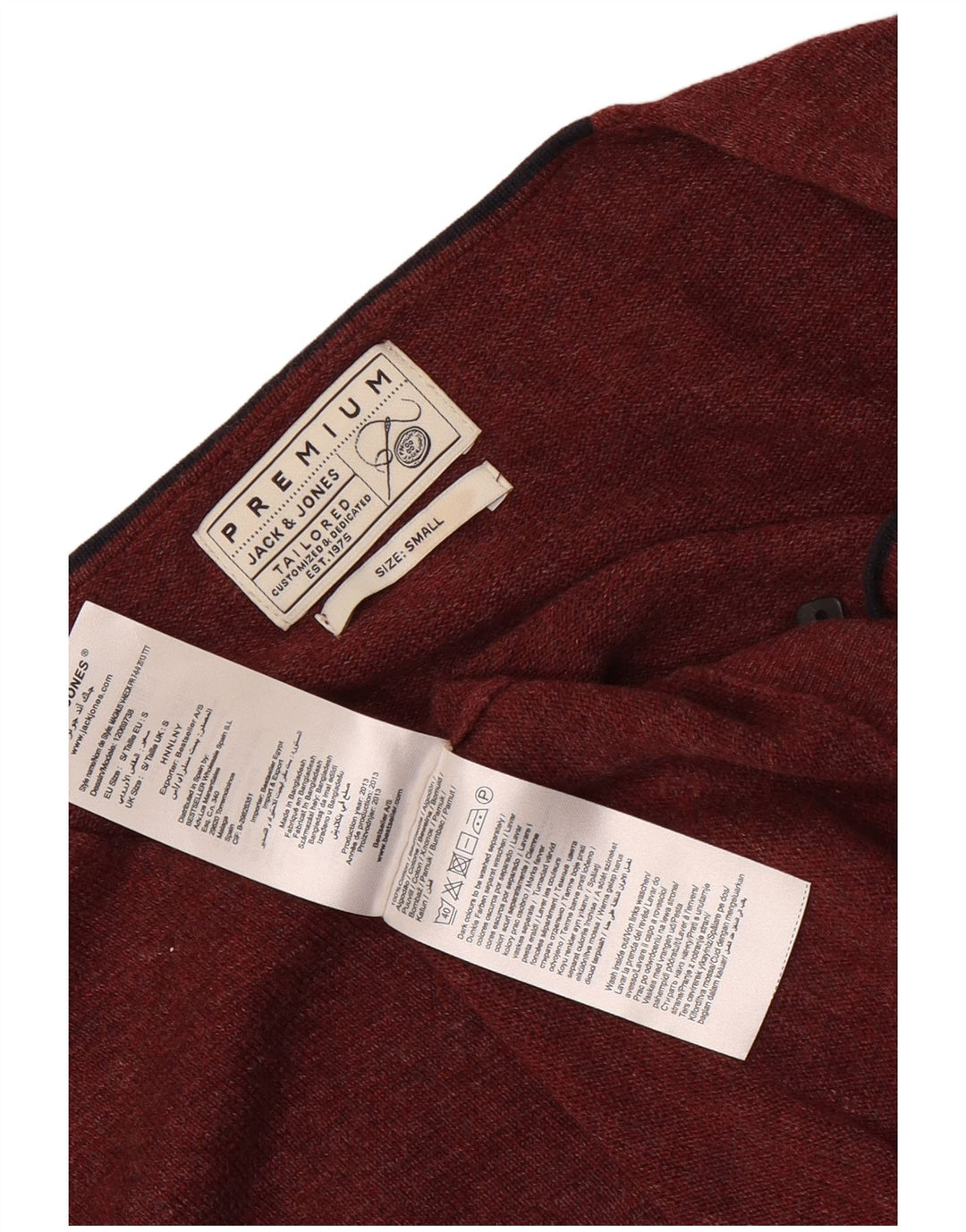 JACK & JONES Męski sweter z dekoltem w kształcie litery V, mały, bordowy, bawełniany