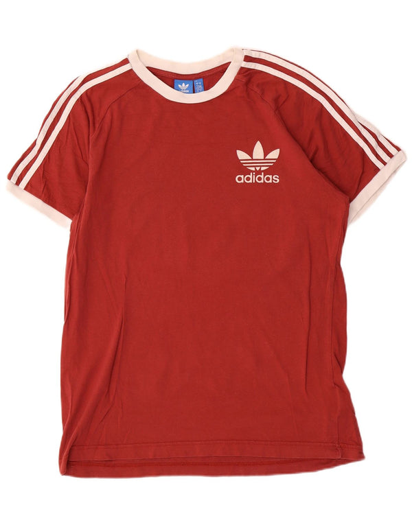 Męska koszulka z grafiką Adidas, duża, czerwona, bawełniana koszulka z blokami kolorów