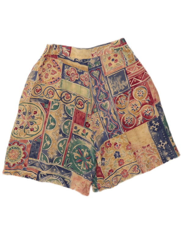 Vintage Womens Pegged Chino Shorts W28 Medium Multicoloured Patchwork Silk