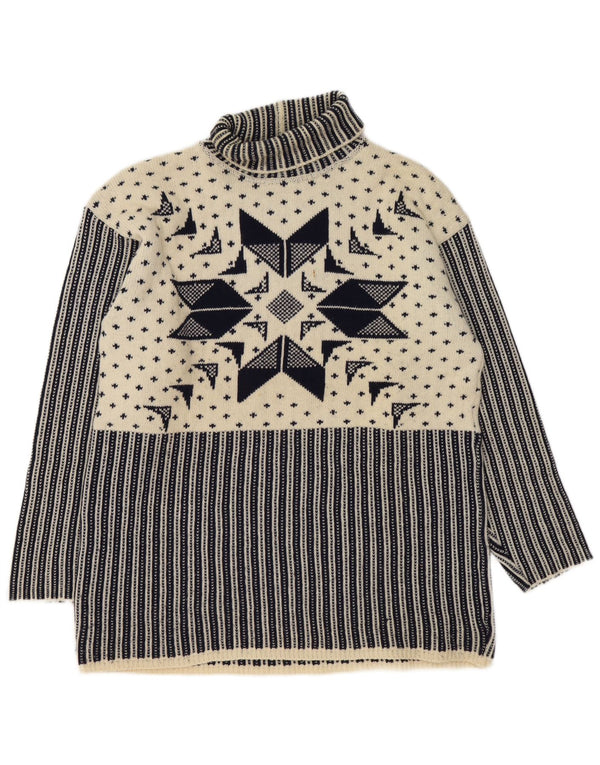 Ermenegildo Zegna Męski sweter z golfem, duży granatowy Fair Isle