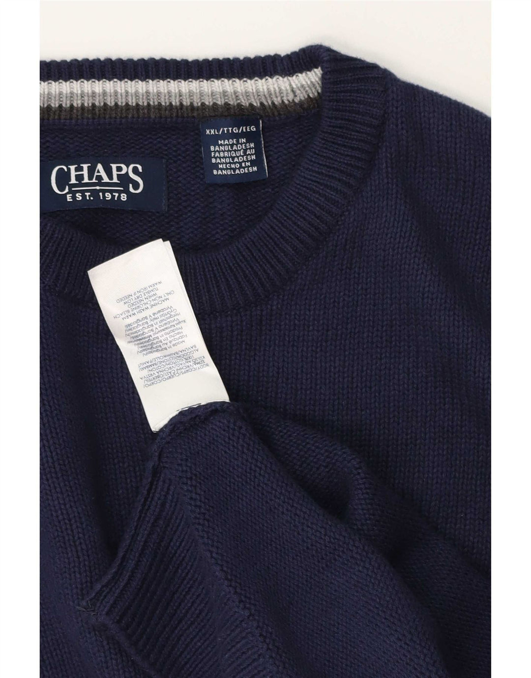 Męski sweter z okrągłym dekoltem Chaps o regularnym kroju, 2XL, granatowy, klasyczny