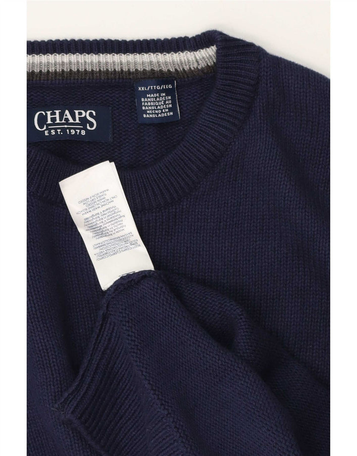 Męski sweter z okrągłym dekoltem Chaps o regularnym kroju, 2XL, granatowy, klasyczny