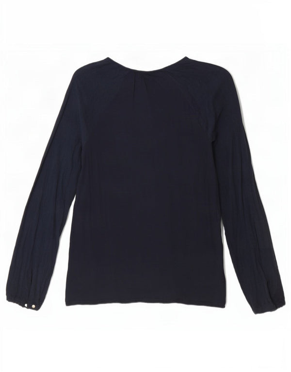 Tommy Hilfiger Womens Top Long Sleeve US 6 Medium Navy Blue Viscose