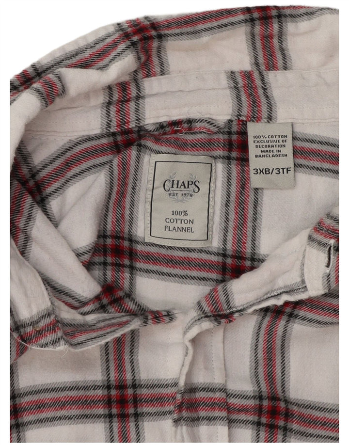 CHAPS Mens Flannel Shirt 3XL White Check Cotton