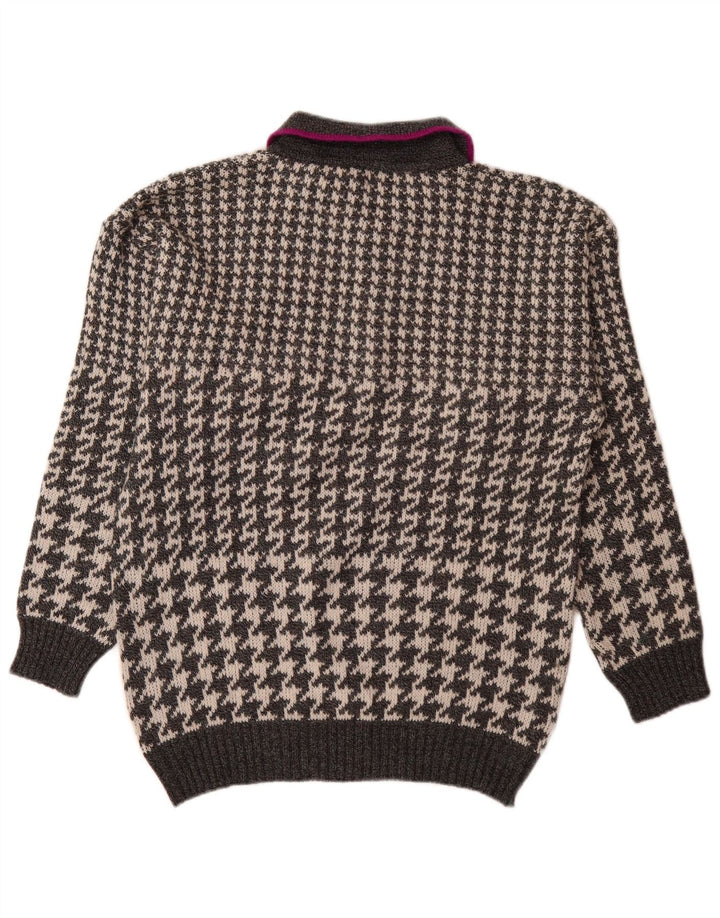Męski sweter w stylu vintage, duży, szary, w pepitkę