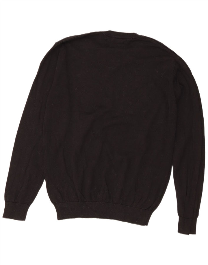 Męski sweter Pierre Cardin o regularnym kroju z dekoltem w kształcie litery V, średniej wielkości, czarny, bawełniany