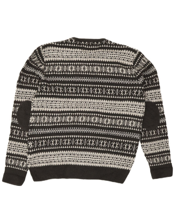 Męski sweter z okrągłym dekoltem Angelo Litrico, duży, szary, akryl Fair Isle