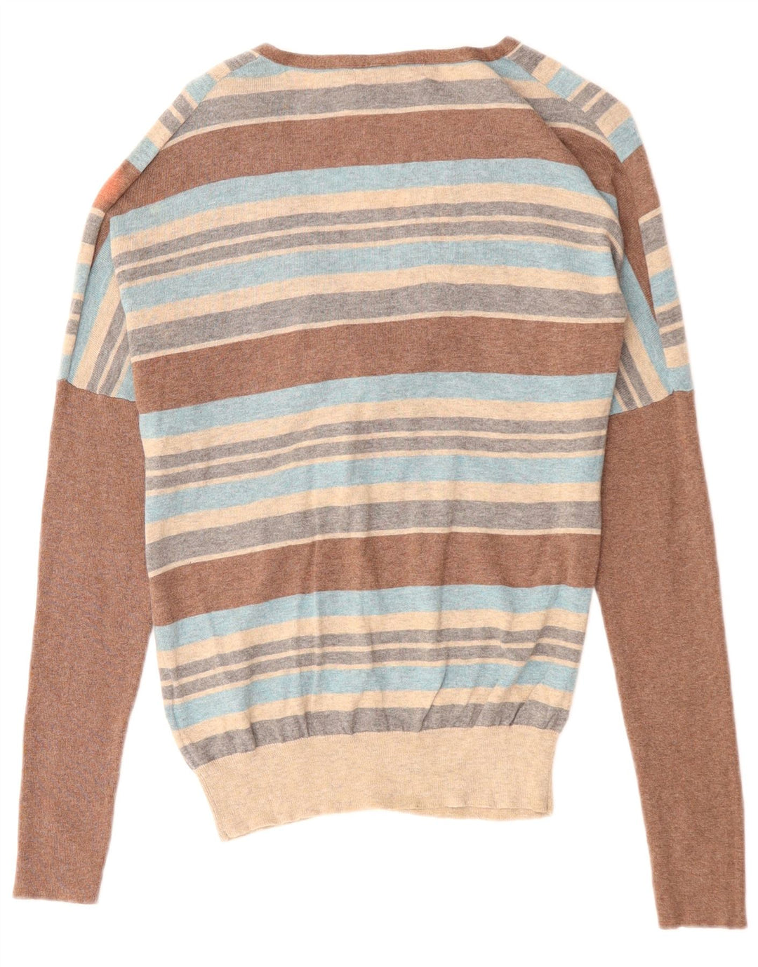 Damski sweter MONSOON z dekoltem w kształcie litery V, UK 12, średnie, wielokolorowe paski