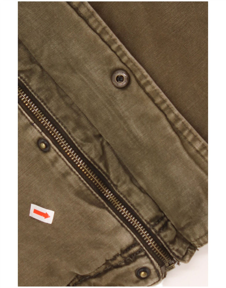 Męska wojskowa kurtka dżinsowa Sherpa z kapturem LEVI'S UK 42 XL, bawełniana khaki