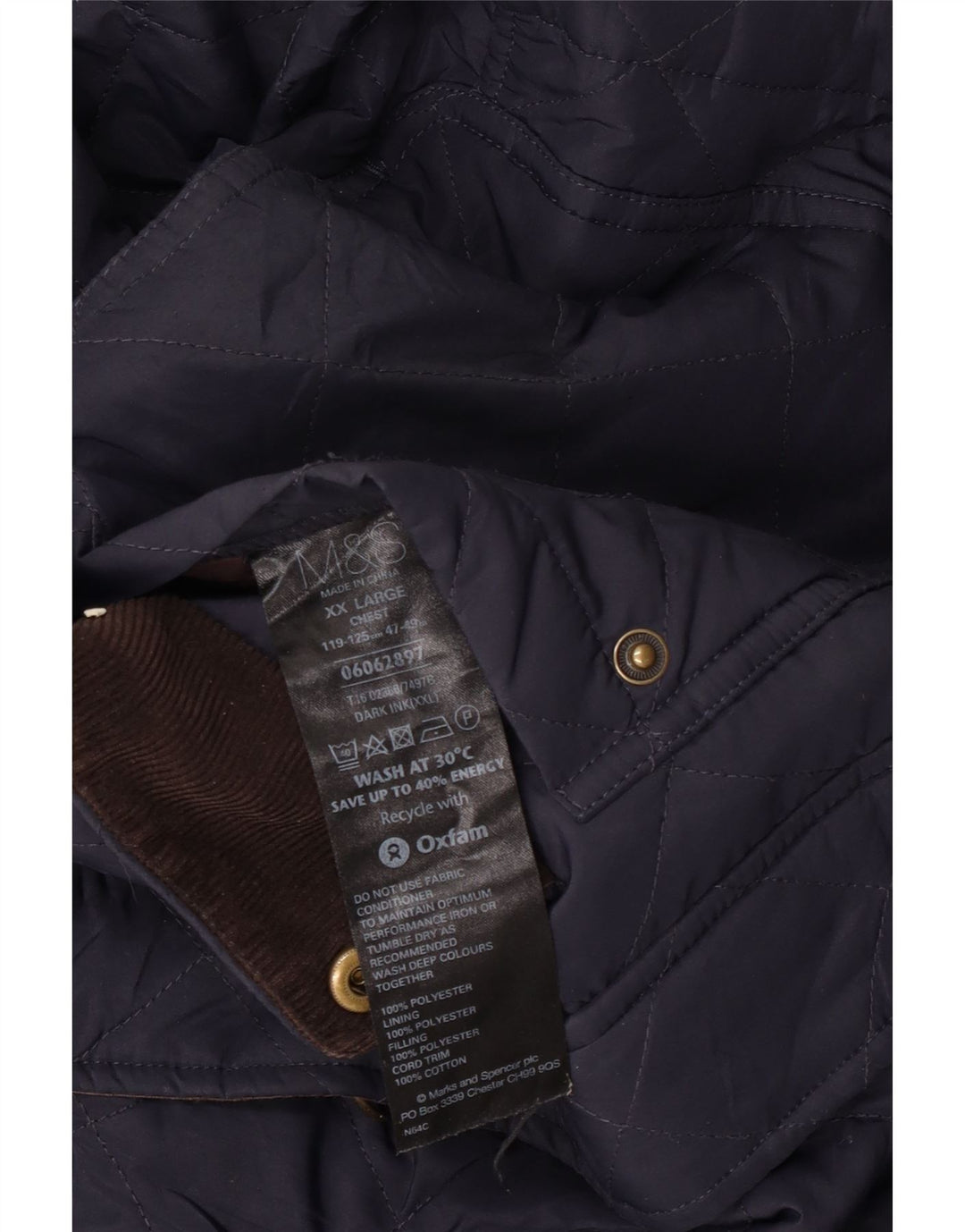 Marks & Spencer Męska pikowana kurtka UK 44 2XL Granatowy poliester