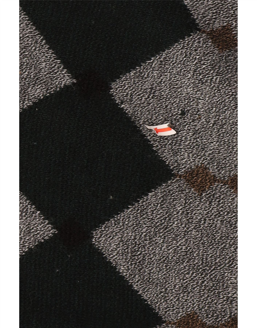 Vintage męski sweter polo z dekoltem w serek, duży, szary Argyle/diament