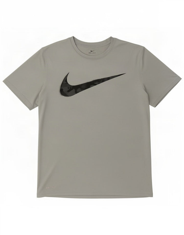 Męski T-shirt z grafiką Nike Dri Fit, średni szary poliester