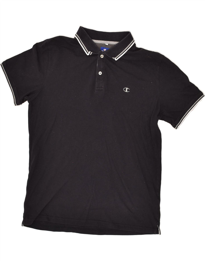 CHAMPION Mens Polo Shirt Large Black Cotton | Vintage Champion | Thrift | Second-Hand Champion | Used Clothing | Messina Hembry 