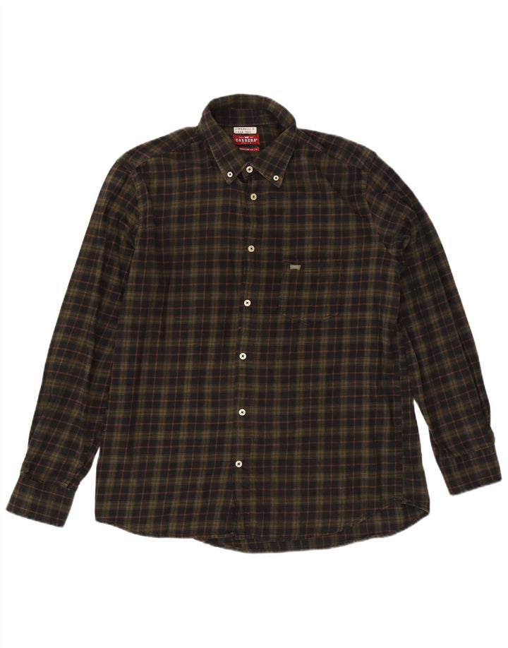 Męska koszula flanelowa Carrera o regularnym kroju XL, khaki, bawełniana w kratkę
