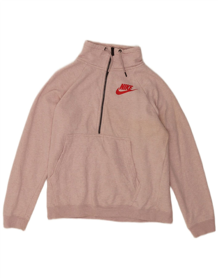 Damski sweter oversize z zamkiem błyskawicznym Nike UK 14, średni, różowy, nakrapiany