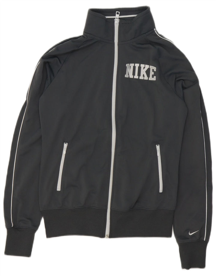 Damska bluza dresowa z grafiką Nike, mała, szara, poliestrowa