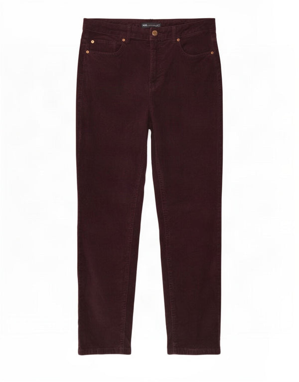 Marks & Spencer Damskie sztruksowe spodnie z wysokim stanem UK 14 Large W32 L27 Bur