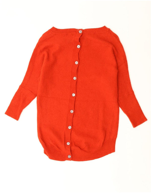 Sweter damski JIGSAW z rękawami 3/4 i dekoltem w łódkę UK 6 XS czerwony z owczej wełny