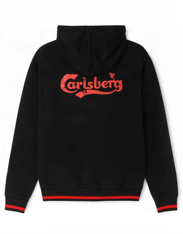 Carlsberg Womens Graphic Zip Hoodie Sweater UK 18 XL Navy Blue Colourblock