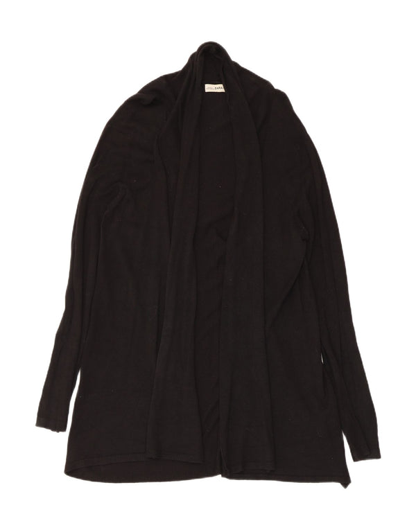 Zara Womens Longline Open Cardigan Sweater UK 18 XL Black Viscose