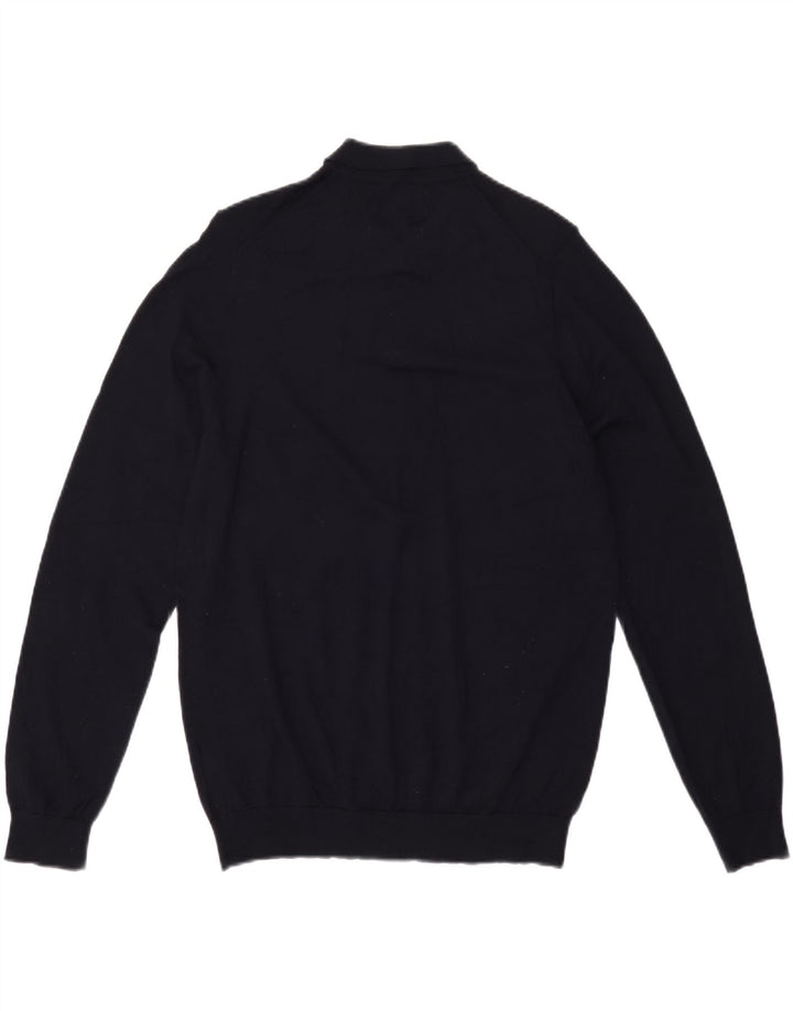 Marks & Spencer Męski sweter polo, duży, granatowy, wełniany