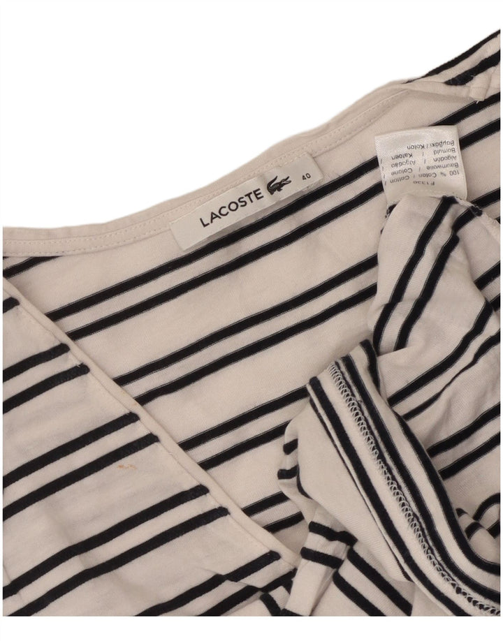 T-shirt damski Lacoste, rozmiar 40, bawełna w średnie białe paski