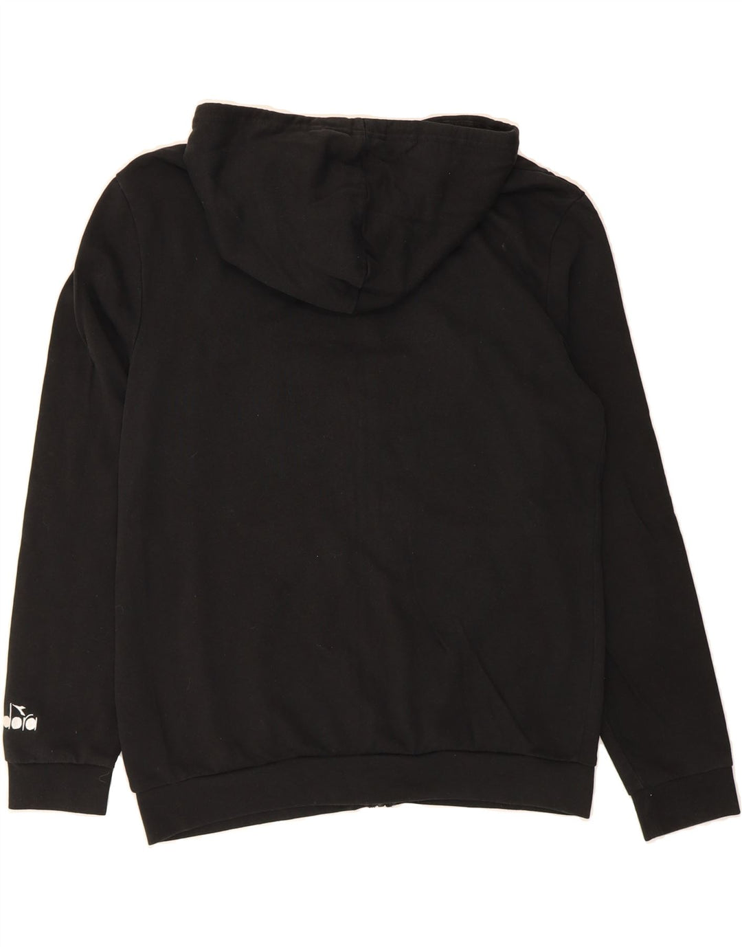 DIADORA Mens Graphic Zip Hoodie Sweater Medium Black Cotton Vintage Diadora and Second-Hand Diadora from Messina Hembry 