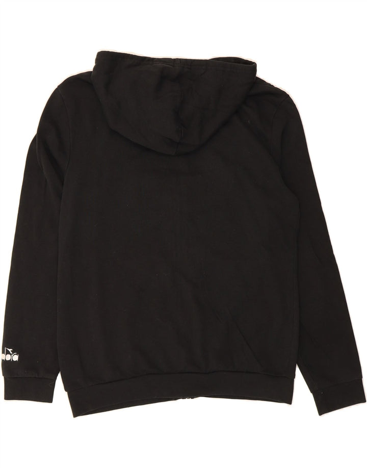 DIADORA Mens Graphic Zip Hoodie Sweater Medium Black Cotton Vintage Diadora and Second-Hand Diadora from Messina Hembry 