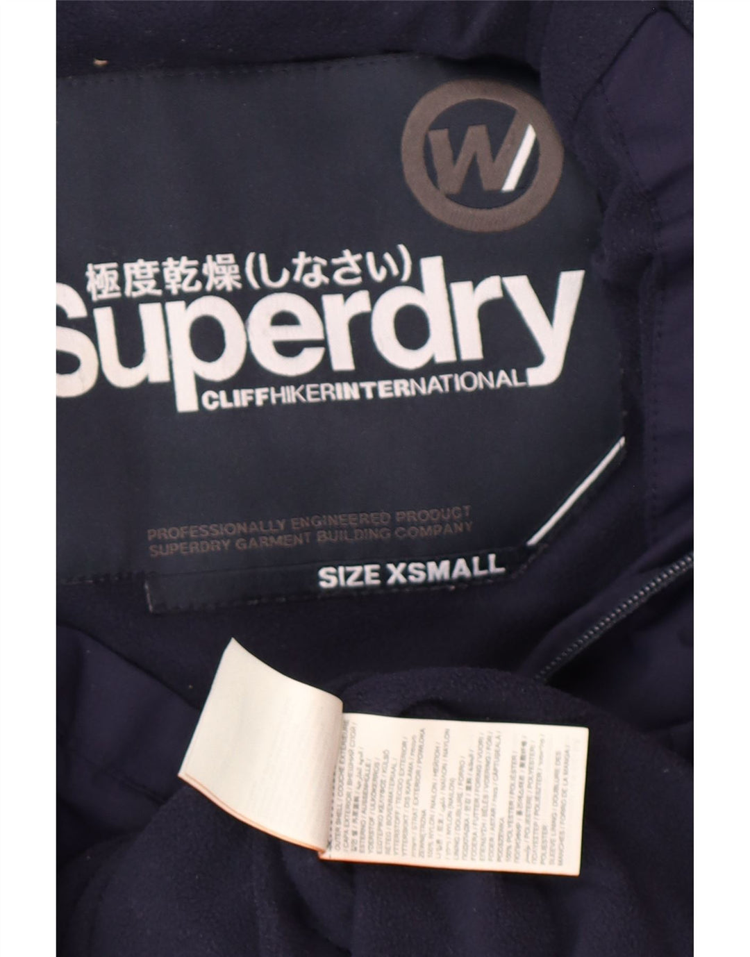 SUPERDRY Mens Hooded Zip Windbreaker Jacket XS Navy Blue Nylon Vintage Superdry and Second-Hand Superdry from Messina Hembry 