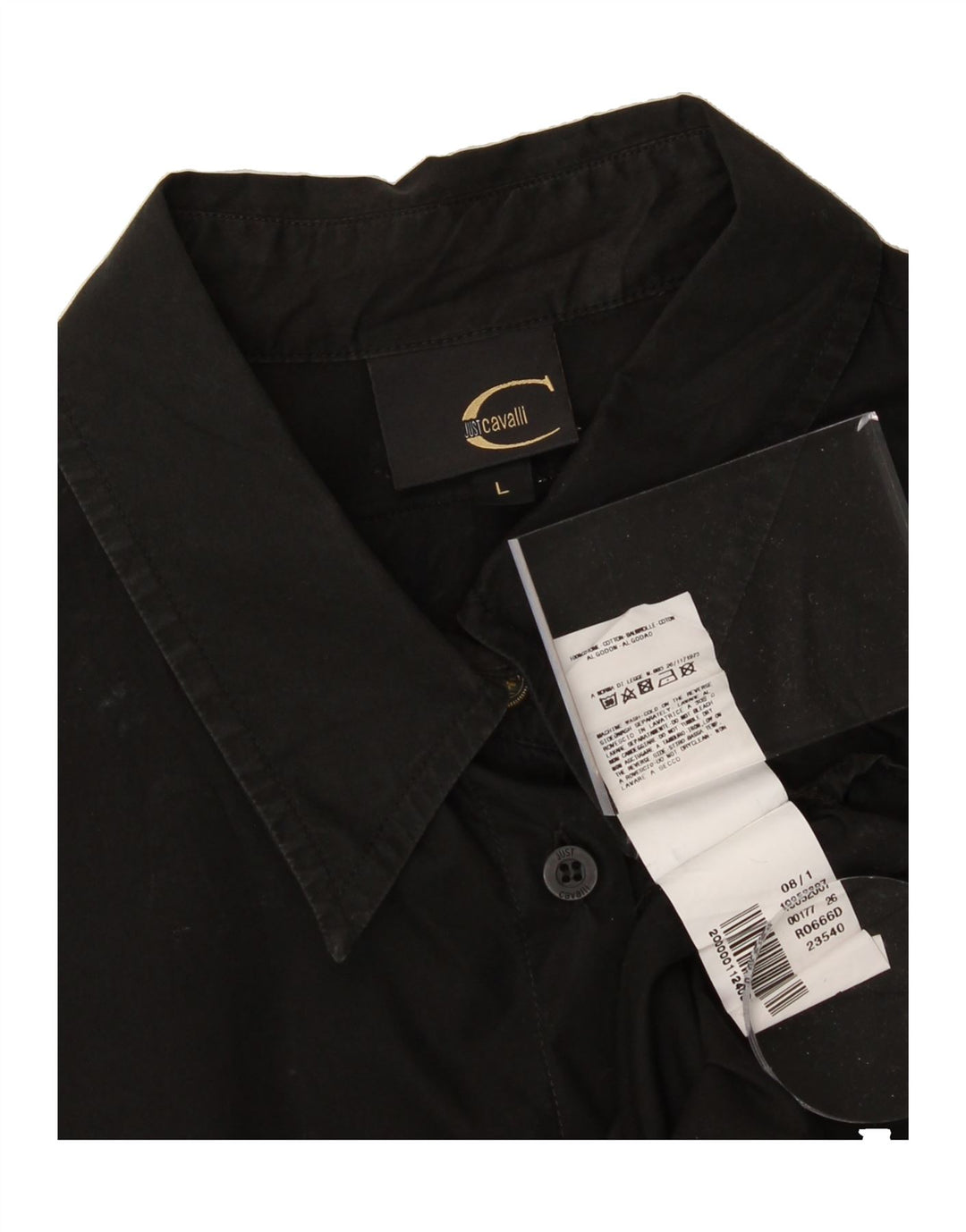 JUST CAVALLI Womens Shirt UK 14 Large Black Cotton Vintage Just Cavalli and Second-Hand Just Cavalli from Messina Hembry 