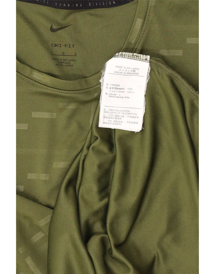 Męski T-shirt Nike Dri Fit, duży, zielony, geometryczny poliester
