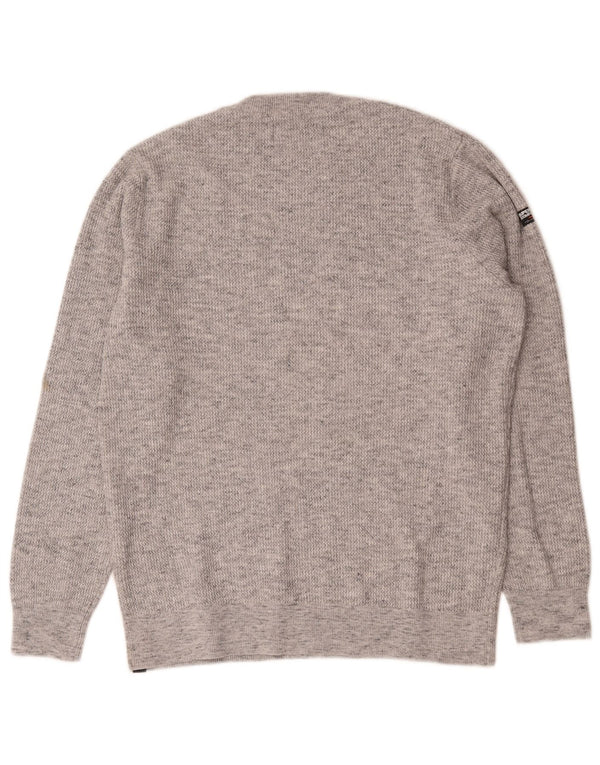 Męski sweter Superdry z okrągłym dekoltem XL, szara, bawełniana w plamki