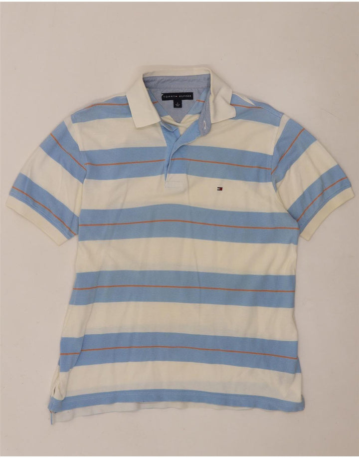 Męska koszulka polo Tommy Hilfiger, bawełniana w średnie białe paski