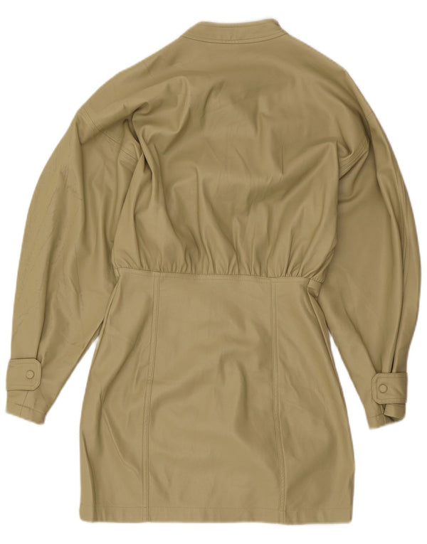 Damska oversize'owa sukienka koszulowa ze sztucznej skóry Zara UK 10 Small Khaki