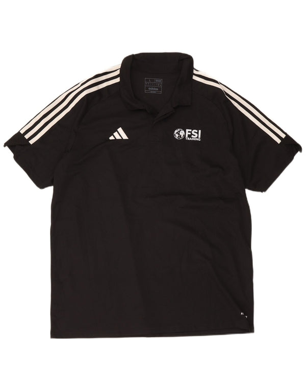 Męska koszulka polo Adidas Aeroready Graphic o regularnym kroju, duża, czarna, z poliestru