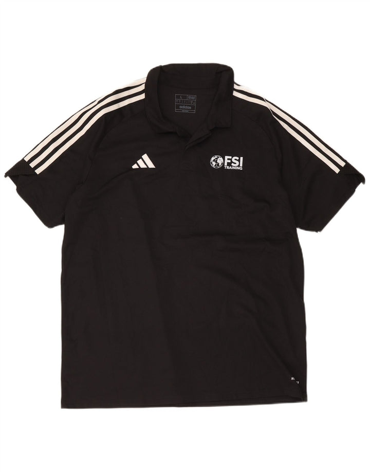 Męska koszulka polo Adidas Aeroready Graphic o regularnym kroju, duża, czarna, z poliestru