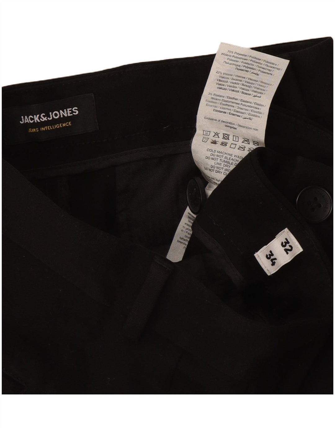 Damskie spodnie chino Jack & Jones Marco Slim W32 L34 Czarny poliester