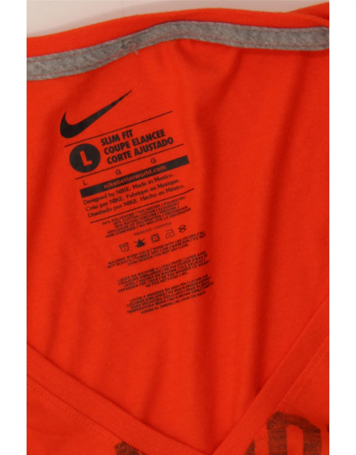 NIKE Womens Graphic T-Shirt Top UK 14 Large Orange Vintage Nike and Second-Hand Nike from Messina Hembry 