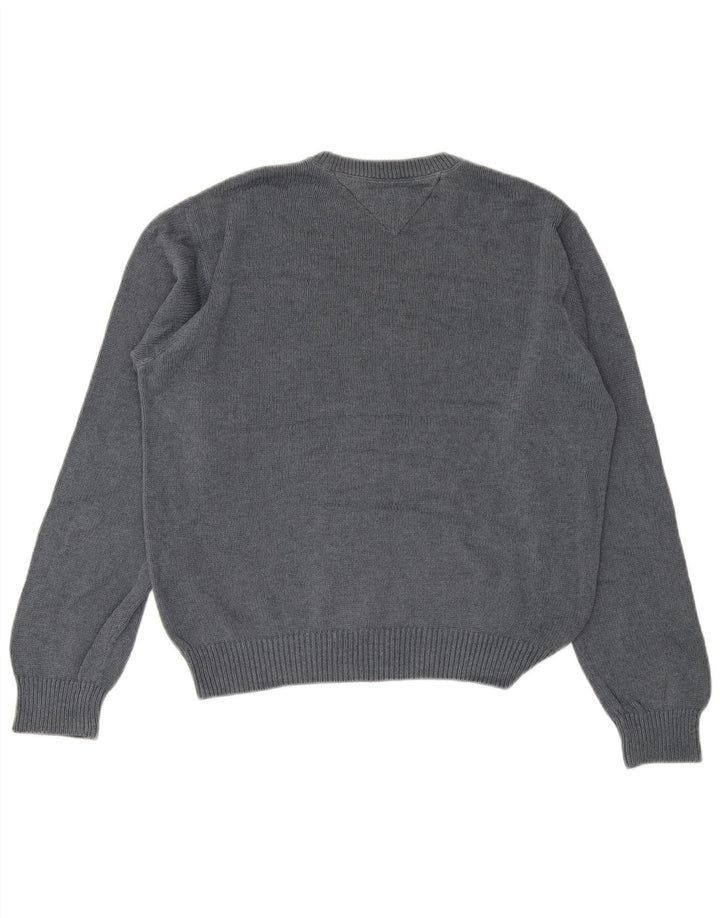 Męski sweter z okrągłym dekoltem Tommy Hilfiger, średnioszary, bawełniany