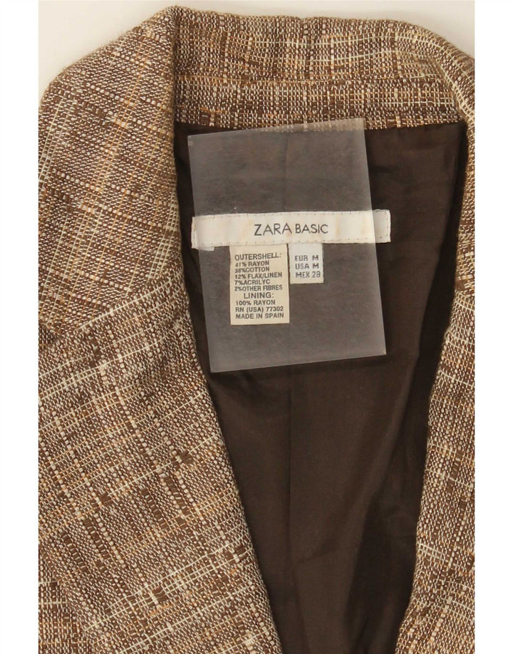 Damska marynarka Zara zapinana na 1 guzik UK 12 Średni brązowy, nakrapiany sztuczny jedwab
