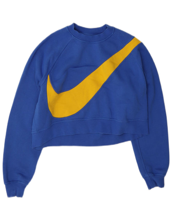 Damska bluza Nike Graphic Crop Jumper UK 14, średnia niebieska bawełna