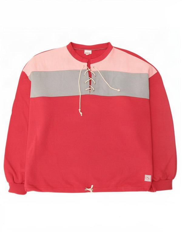 Damski sweter oversize w stylu vintage, UK 16, duży czerwony blok kolorów