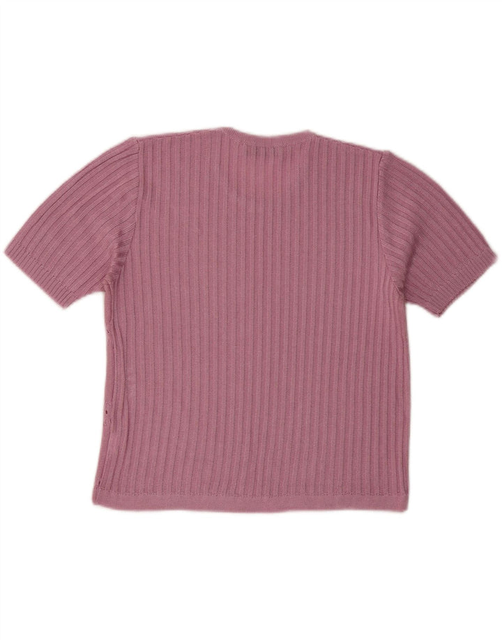 Sweter damski FAUSTA z krótkim rękawem i okrągłym dekoltem UK 10, mały, różowy